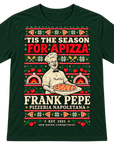 Frank Pepe's Ugly Holiday Sweater Tee-black or dark green