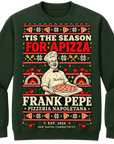 Frank Pepe's Ugly Holiday Sweater Crewneck Sweatshirt-black or dark green