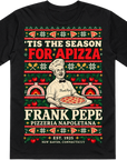 Frank Pepe's Ugly Holiday Sweater Tee-black or dark green