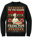 Frank Pepe's Ugly Holiday Sweater Crewneck Sweatshirt-black or dark green