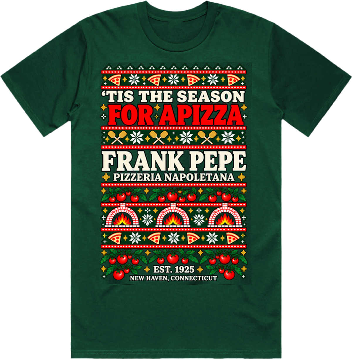 "Tis the Season for Apizza Ugly Sweater tee-black or dark green